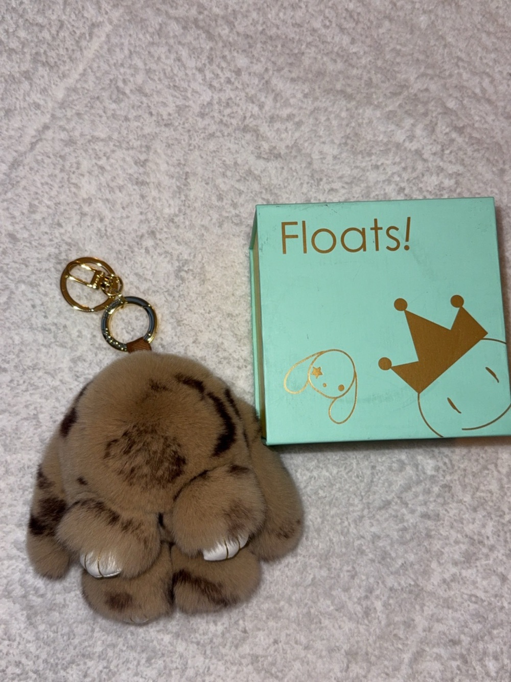 Floats! Gold-Key Faux Fur Bunny Bag Charm - Brown